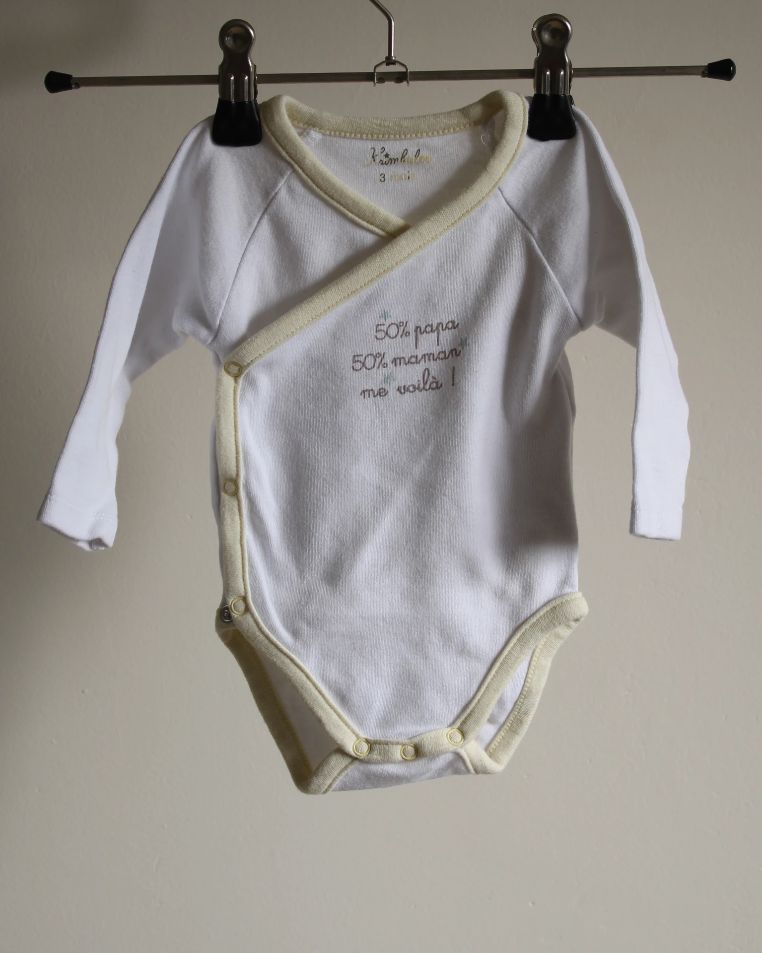 [019] Body blanc et jaune manches longues