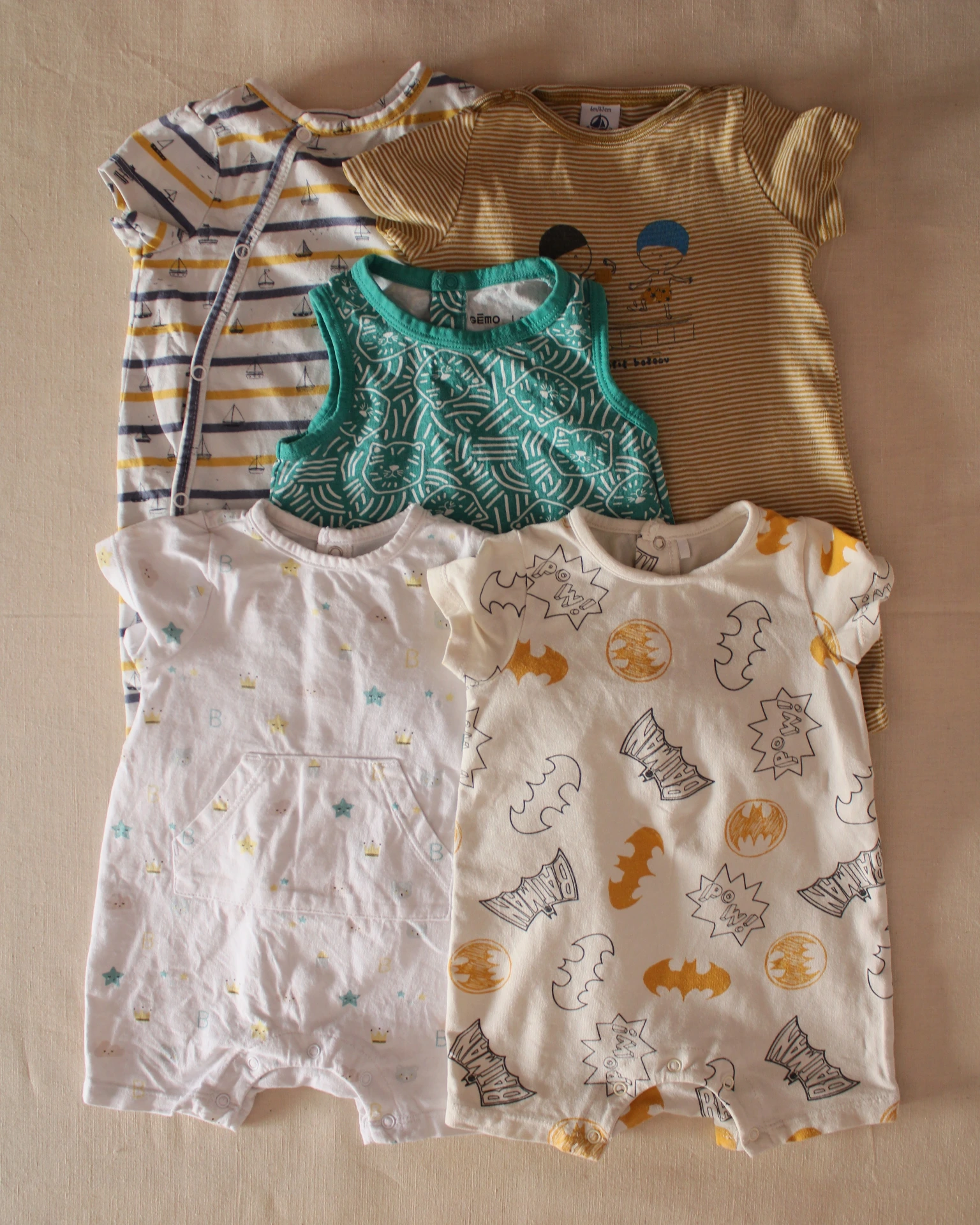 Lot de 5 combishort (6 mois - Garçon)