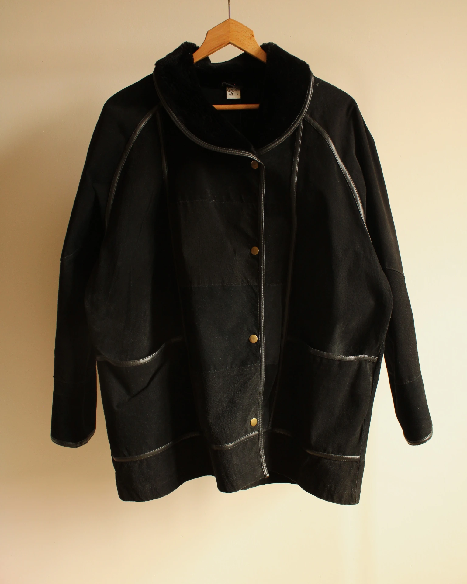 Manteau en cuir Noir