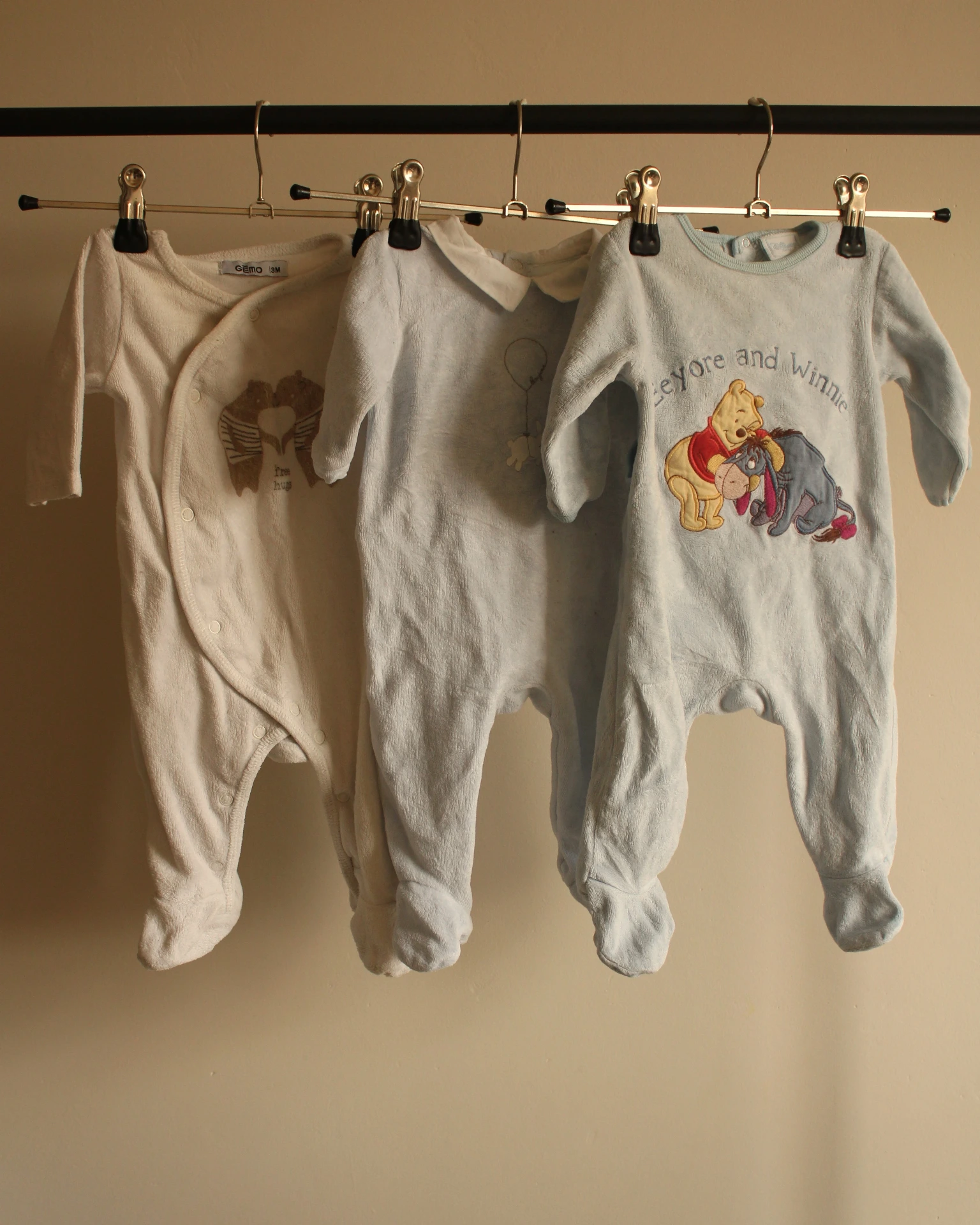 Lot de 3 pyjamas une pièce - 3 mois