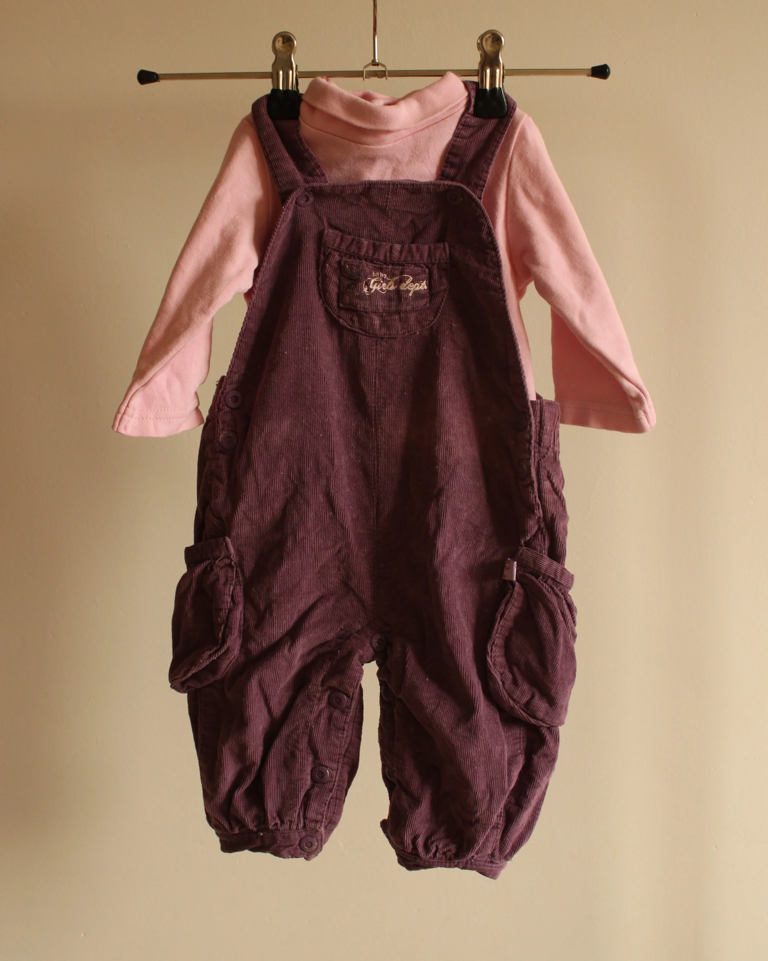 Ensemble Salopette Violette + Body Rose