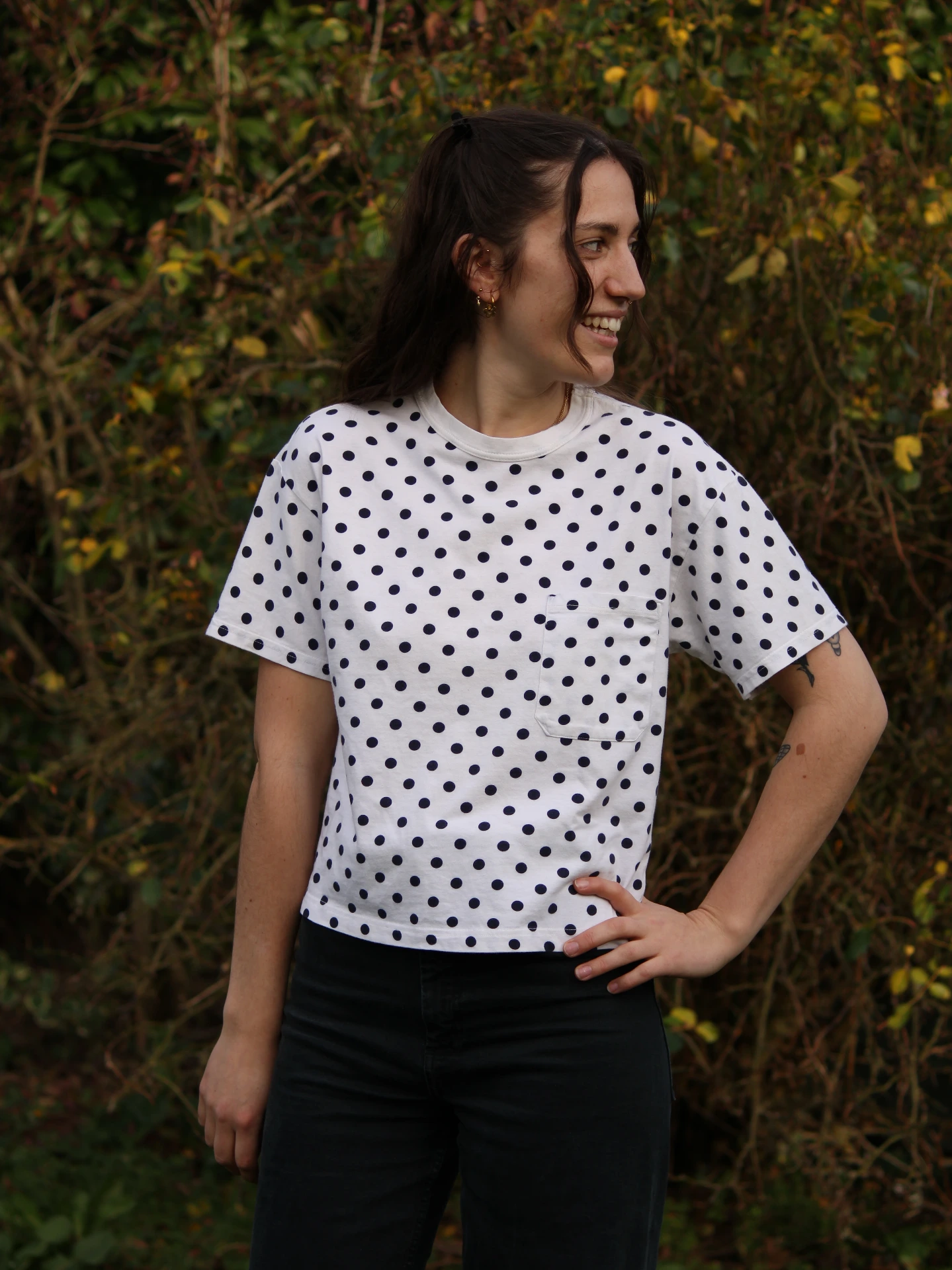 [TST004] T-shirt blanc à pois